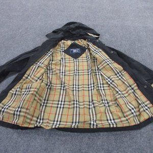 Burberry Jacket Adult L Black Nova Check Plaid Lined Full Zip Hooded Womens